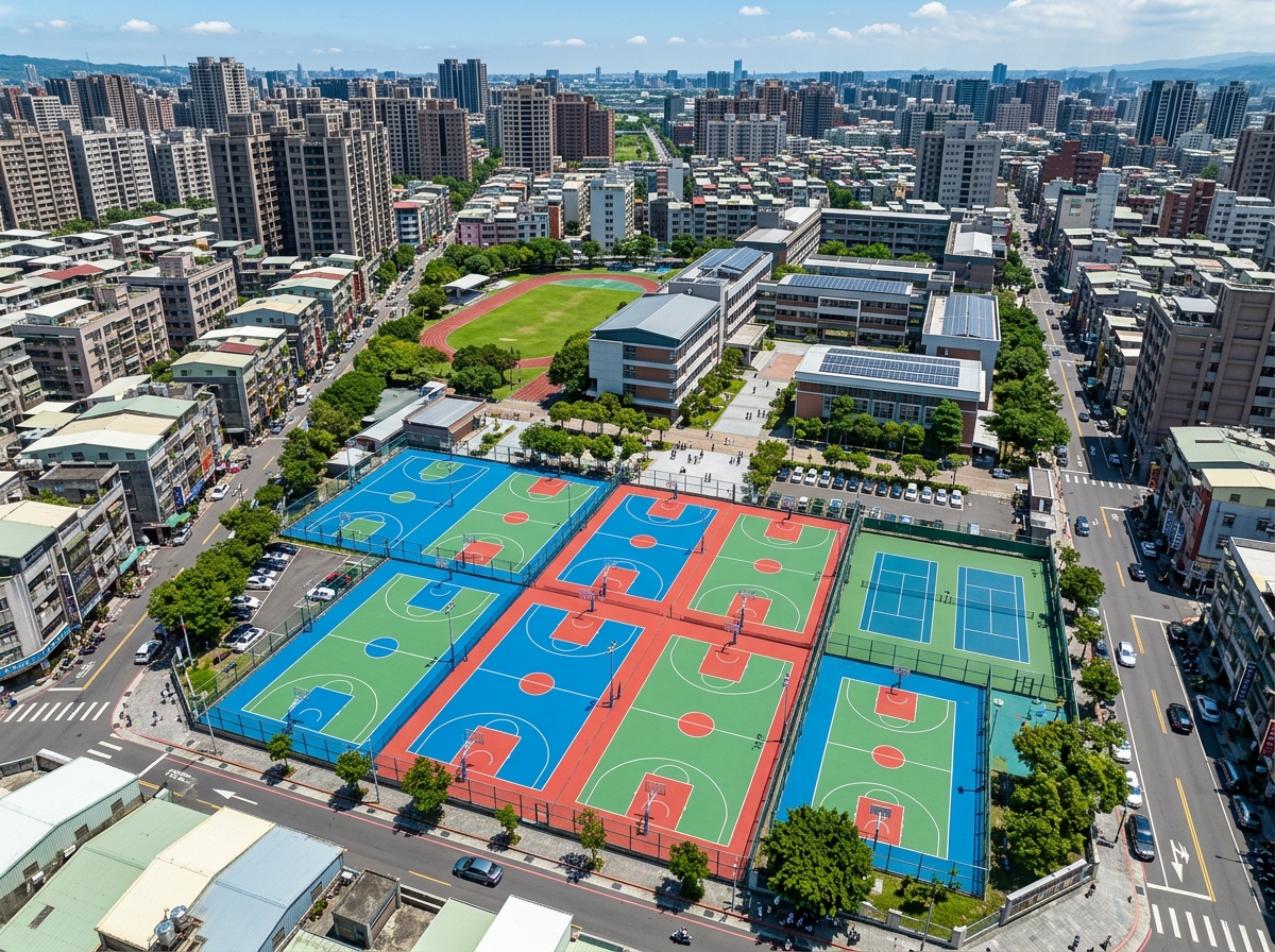 金华市全塑型塑胶跑道硅PU篮球场 - 方案